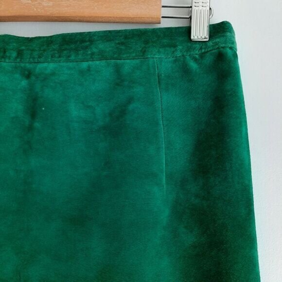 Vintage 100% Genuine Suede Leather Midi Pencil Skirt Green Sz M Flawed - Picture 7 of 16
